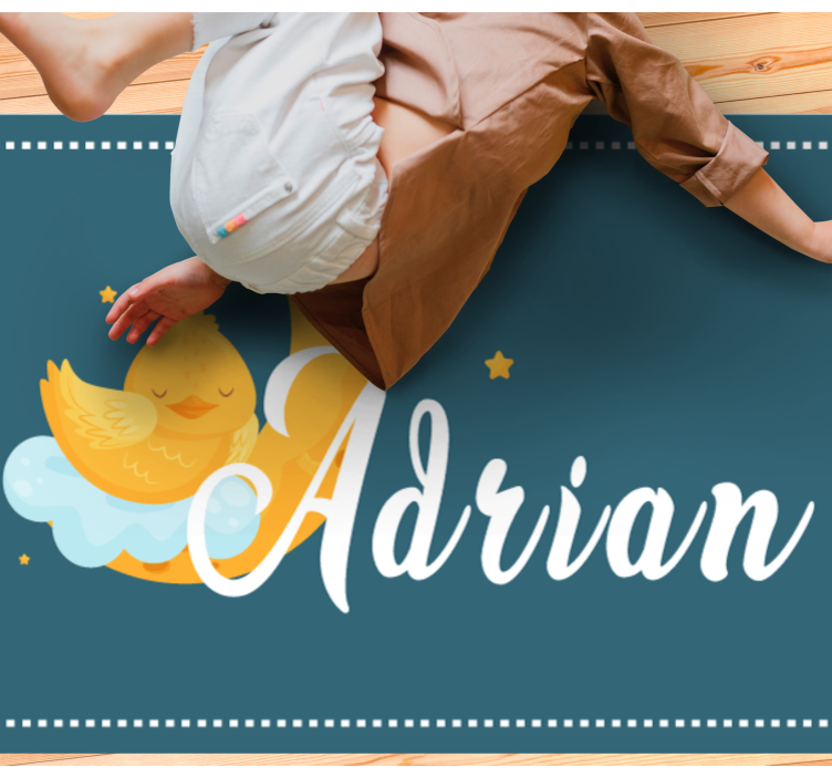 Alfombra vinílica infantil pato dormido con nombre - TenVinilo