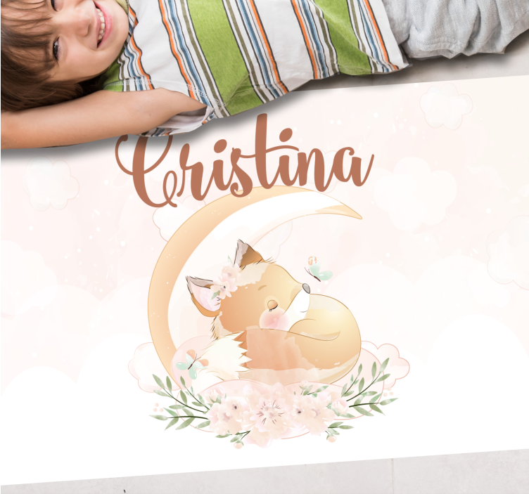 Alfombra vinílica personalizable ilustración de zorro dulce - TenVinilo