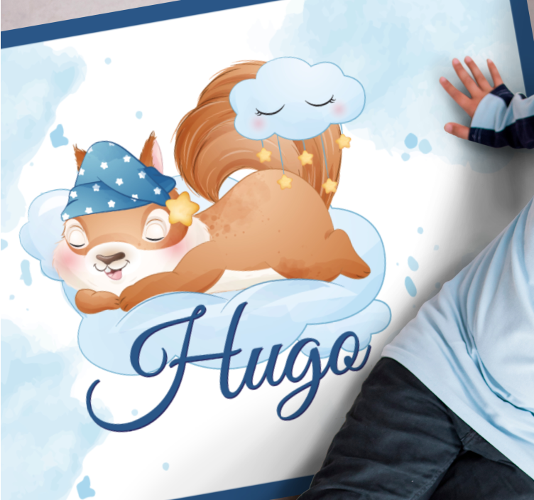 Alfombra vinílica personalizable linda ardilla soñando - TenVinilo