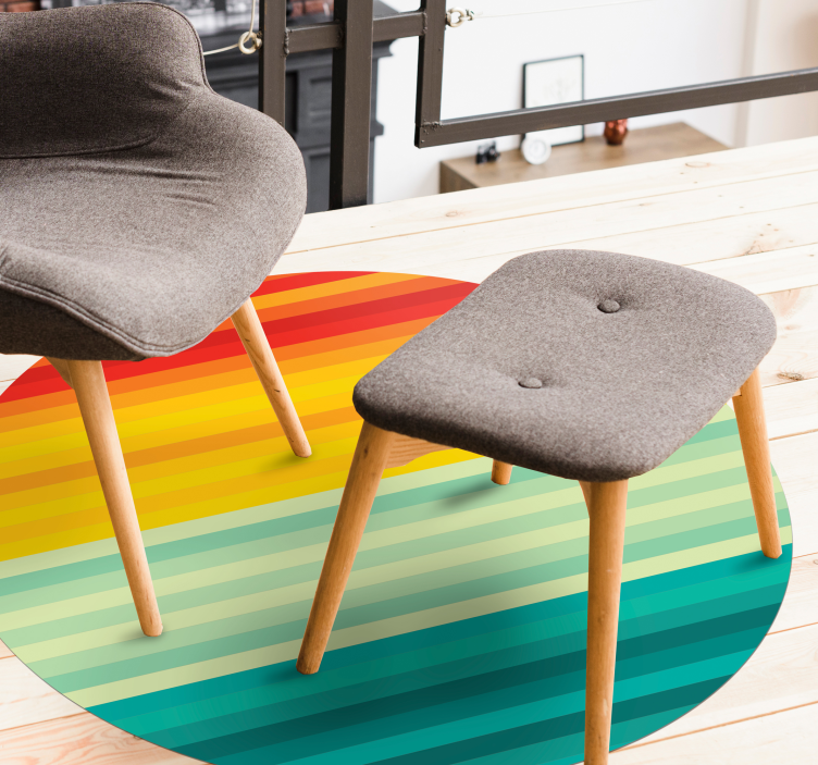 Alfombra vinílica rayas círculo de rayas del arco iris - TenVinilo