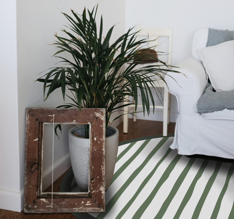 Alfombra vinílica redonda arreglo de rayas verdes - TenVinilo