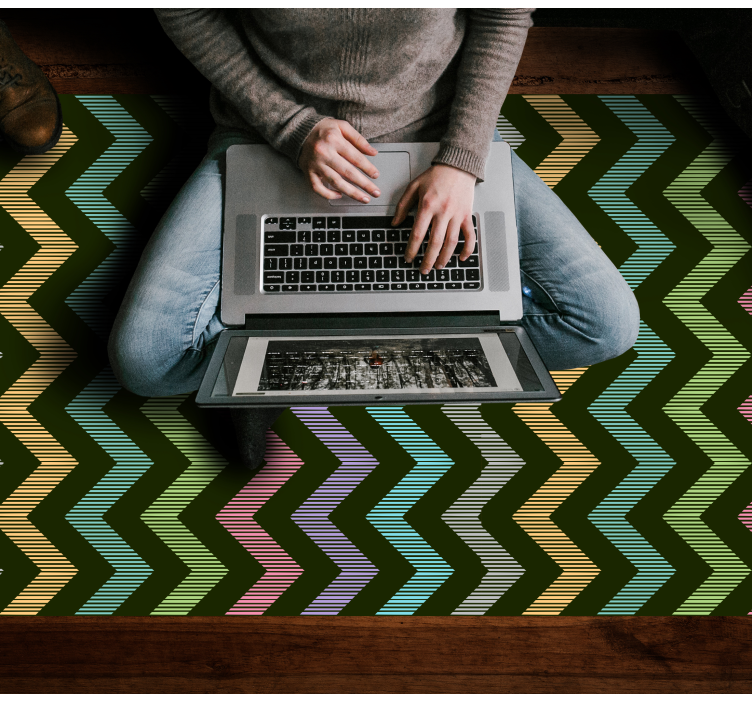 Alfombra vinílica rayas patrón de zigzag colorido - TenVinilo