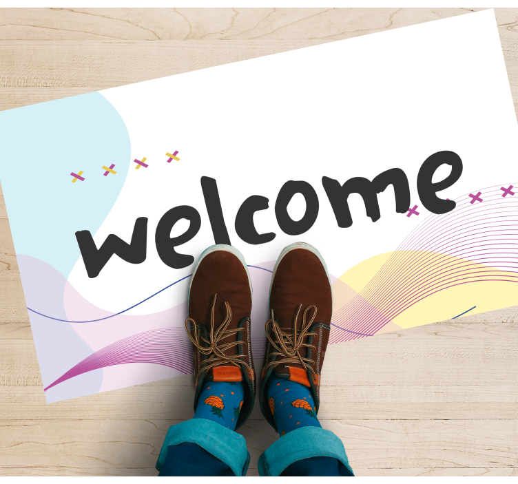 Alfombra vinílica recibidor bienvenida abstracta moderna - TenVinilo