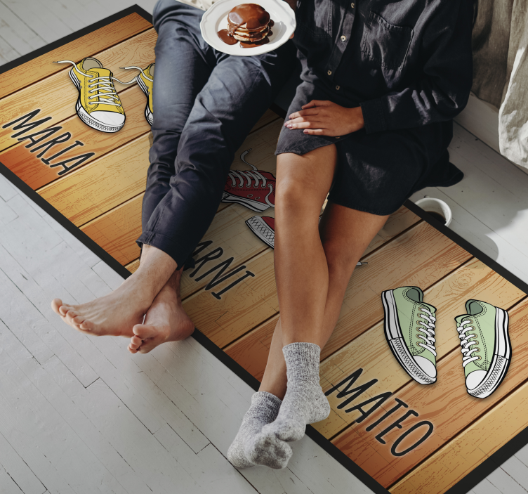 Alfombra vinílica recibidor exhibidor de zapatos - TenVinilo