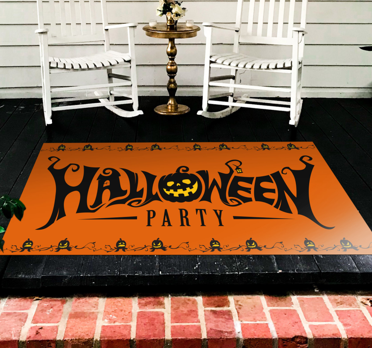 Alfombra vinilo salón fiesta Hallowen naranja - TenVinilo