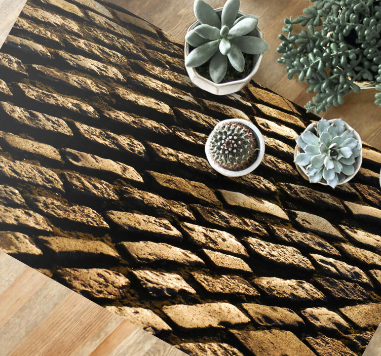 Alfombra vinílica textura piedra camino adoquinado - TenVinilo