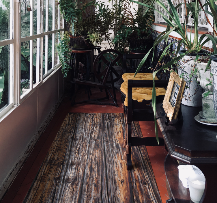 Alfombra vinílica textura madera detalle de madera rústica - TenVinilo