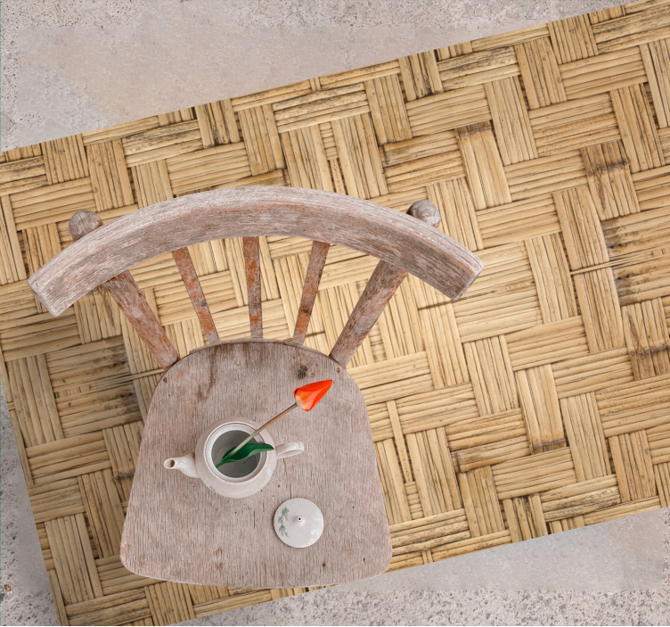 Alfombra vinílica salón estilo de tejido de bambú - TenVinilo