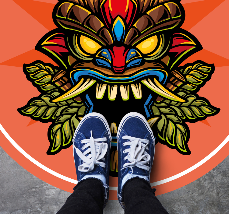 Alfombras vinílicas juvenils máscara tiki - TenVinilo