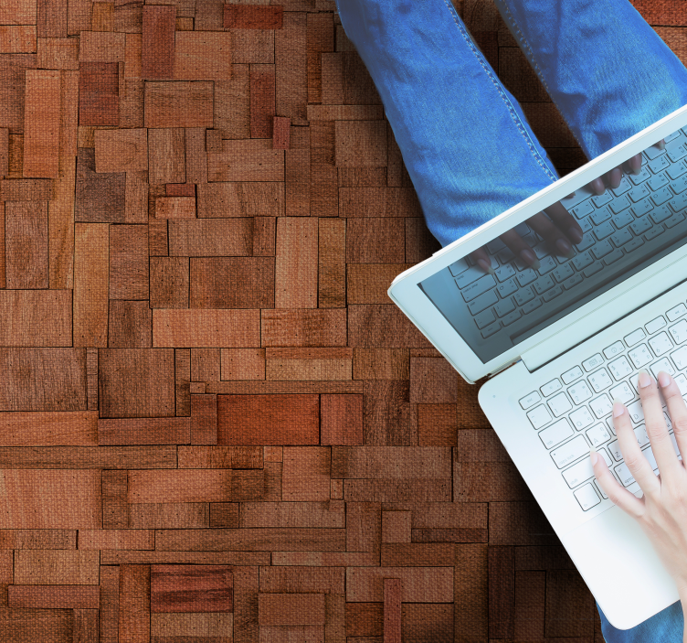 Alfombra vinílica textura madera patrón de bloque cálido - TenVinilo