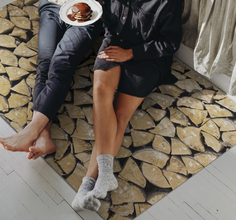 Alfombra vinílica textura madera patrón de rebanada - TenVinilo