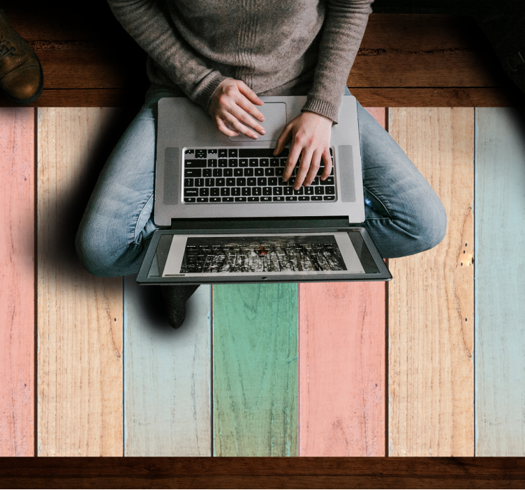 Alfombra vinílica textura madera superficie de tablón pastel - TenVinilo