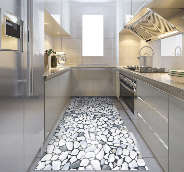 Alfombra vinílica cocina arreglo de guijarros - TenVinilo