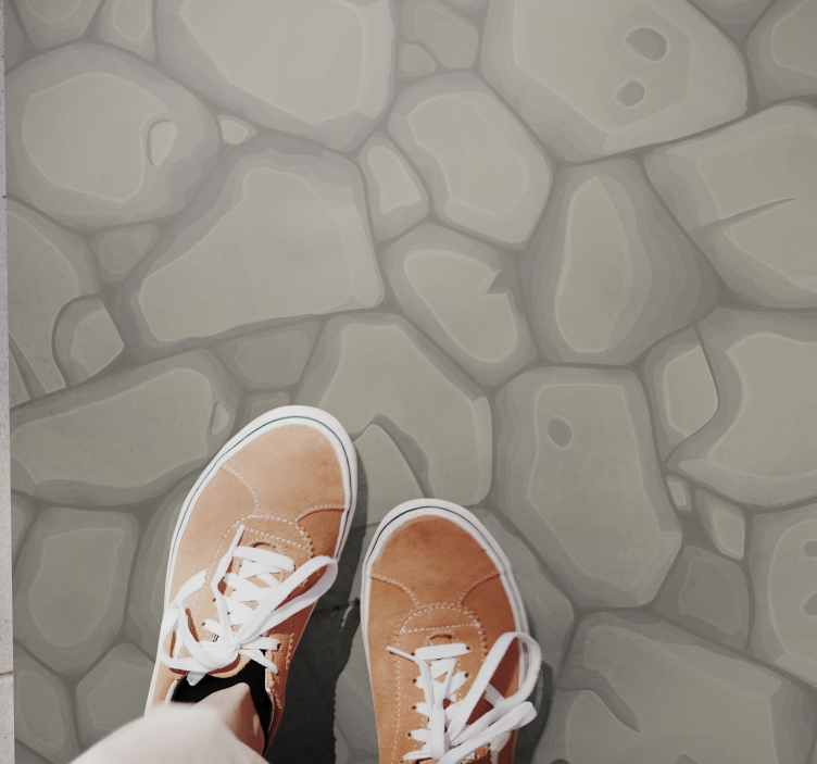 Alfombra vinílica textura piedra camino de guijarros - TenVinilo