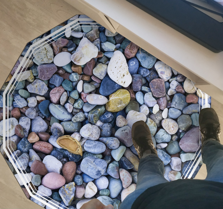 Alfombra vinílica textura piedra ilusión de guijarros - TenVinilo