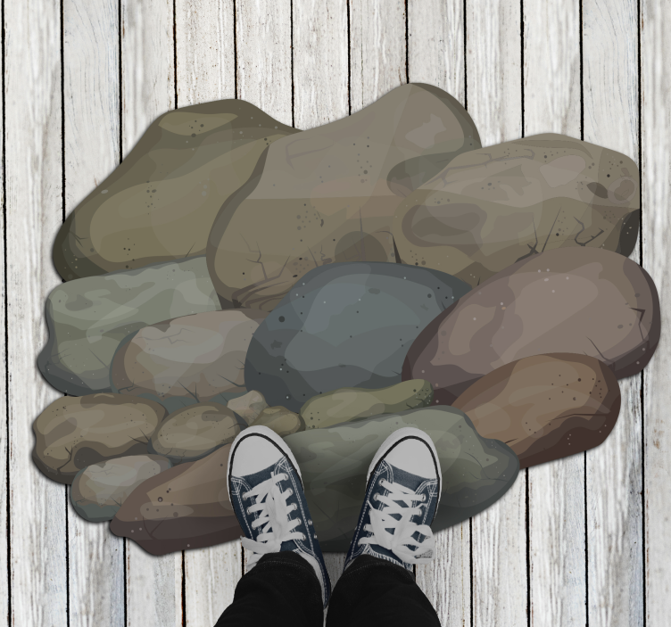 Alfombra vinílica textura piedra ilustración de guijarros - TenVinilo