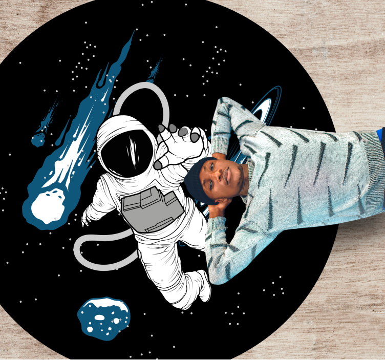 Alfombra vinílica dormitorio Personaje astronauta dibujado a mano - TenVinilo