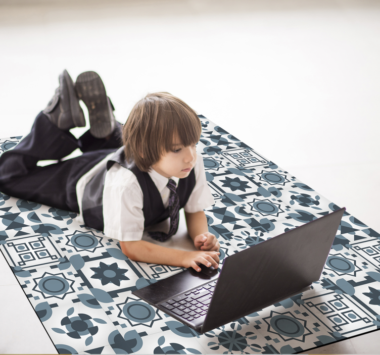 Alfombra vinilo gris geométrica - TenVinilo