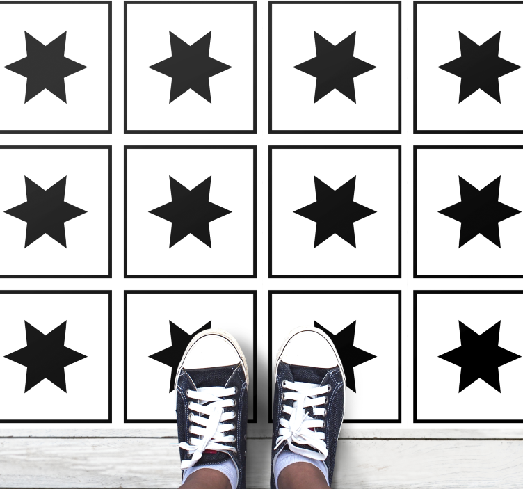 Alfombras vinílica hidráulica estrellas negras - TenVinilo