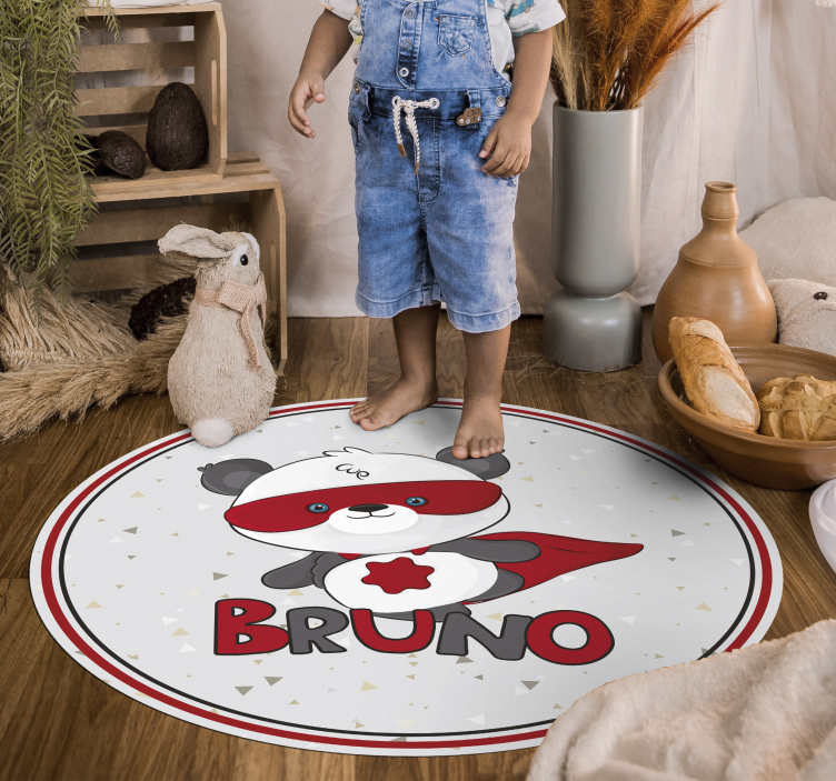 Alfombra vinílica infantil personalizable Superpanda - TenVinilo