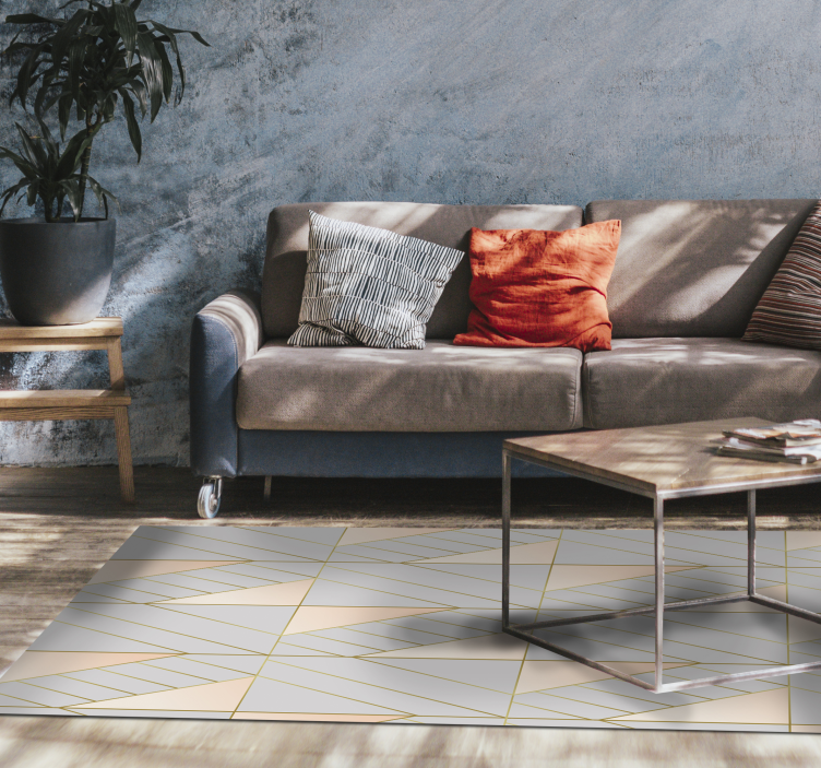 Alfombra vinílica salón Patrón de estilo art deco rosa y gris - TenVinilo
