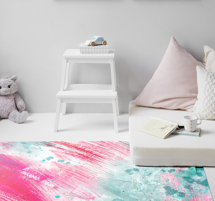 Alfombra vinílica moderna salpicaduras de pintura pastel - TenVinilo