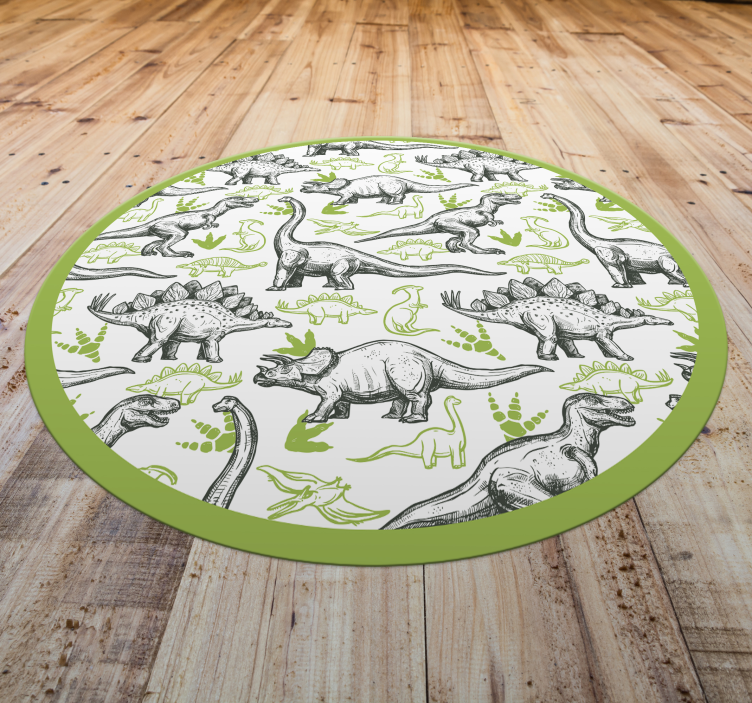 Alfombra vinílica dos colores doodle dinosaurio - TenVinilo