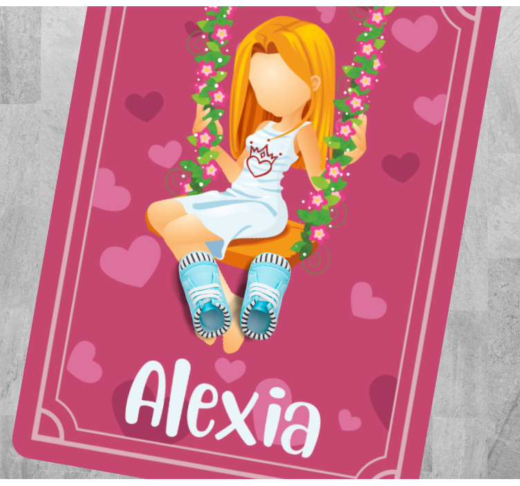 Alfombras vinílicas juvenils columpio de hierba con nombre - TenVinilo