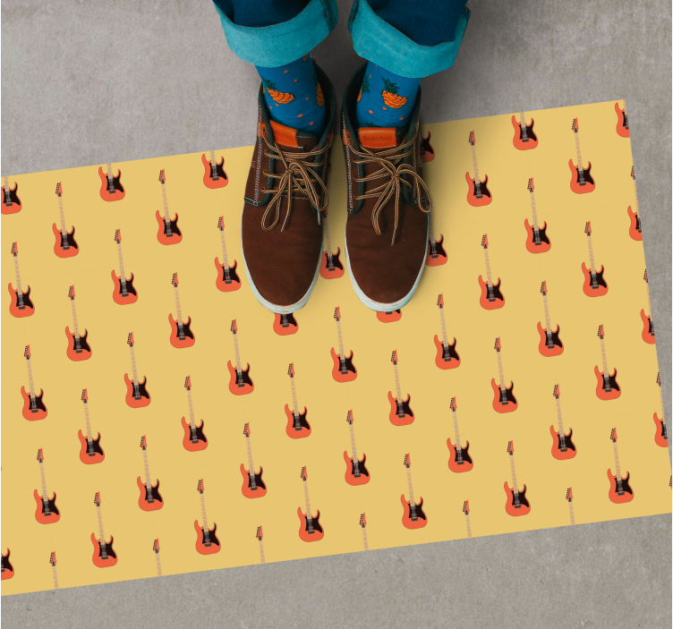 Alfombras vinílicas juvenils patrón de guitarra rockera - TenVinilo