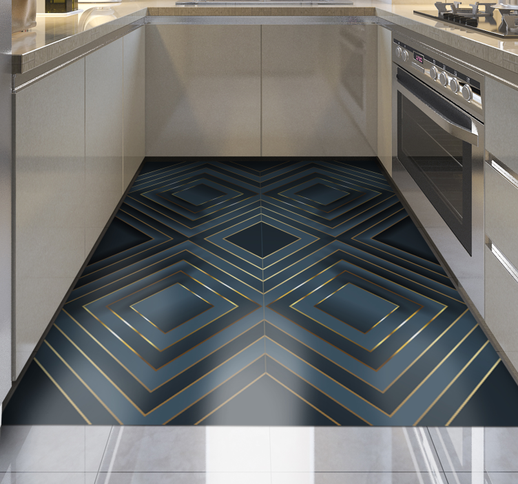 Alfombras vinílicas modernas cuadrados delineados en negro - TenVinilo