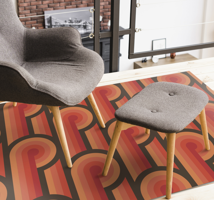 Alfombra vinílica vintage patrones curvos retro - TenVinilo