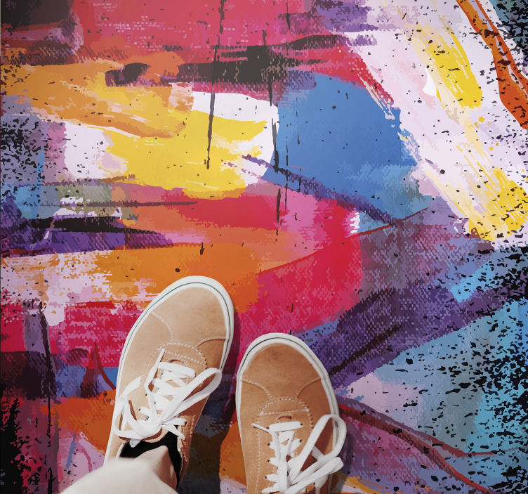 Alfombras vinílicas modernas salpicadura abstracta vibrante - TenVinilo