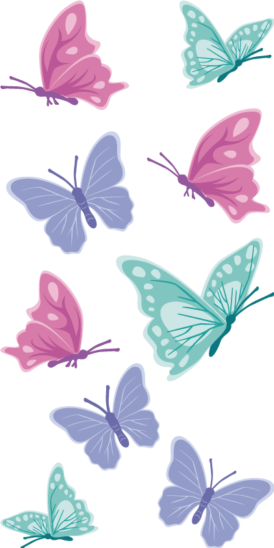 Alfombra vinílica animales mariposas en color pastel - TenVinilo