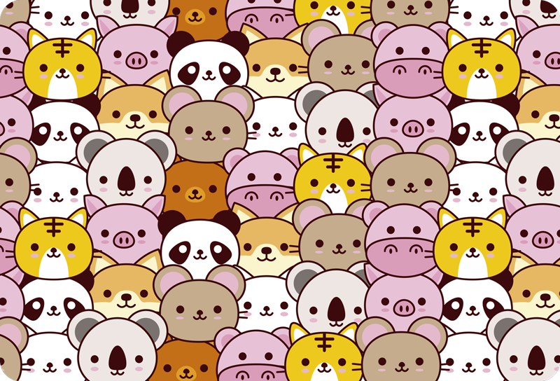 Alfombra vinílica animales bebés adorables - TenVinilo