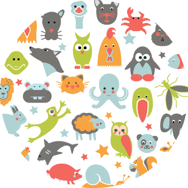Alfombra vinílica animales en un círculo - TenVinilo