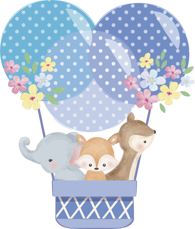 Alfombra vinílica animales globos de aire caliente - TenVinilo