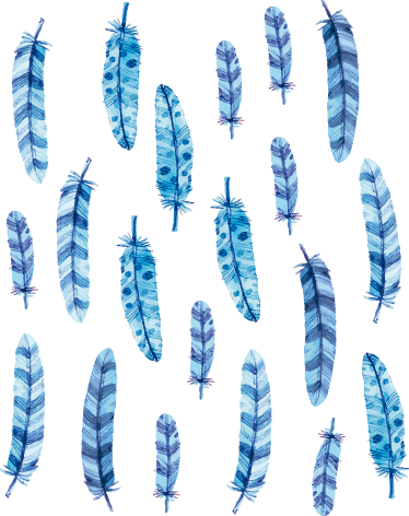 Alfombra vinílica animales plumas azules para niños - TenVinilo