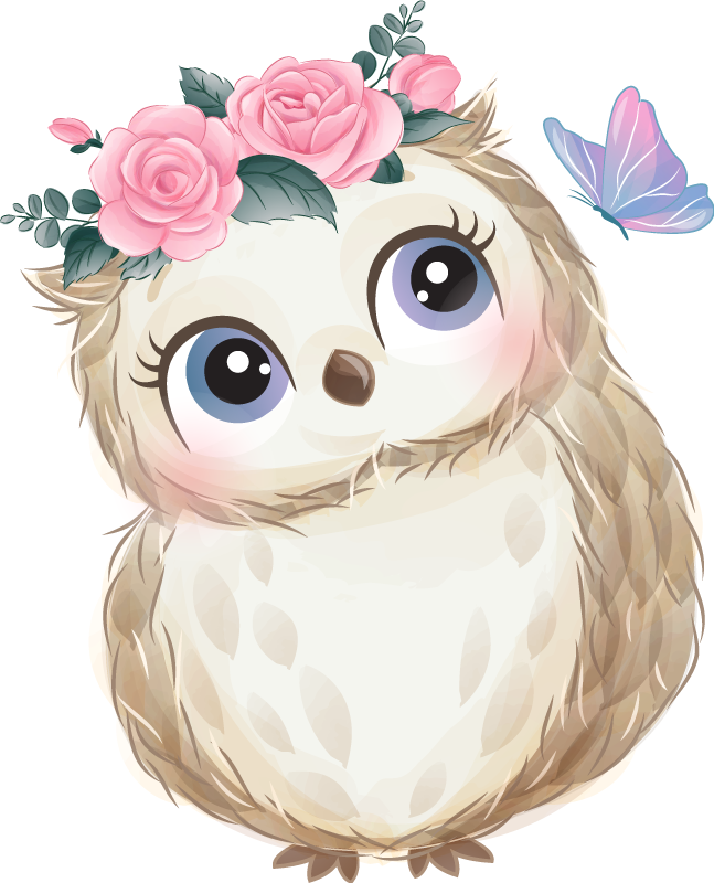 Alfombra vinílica animales búho bebé y flores - TenVinilo