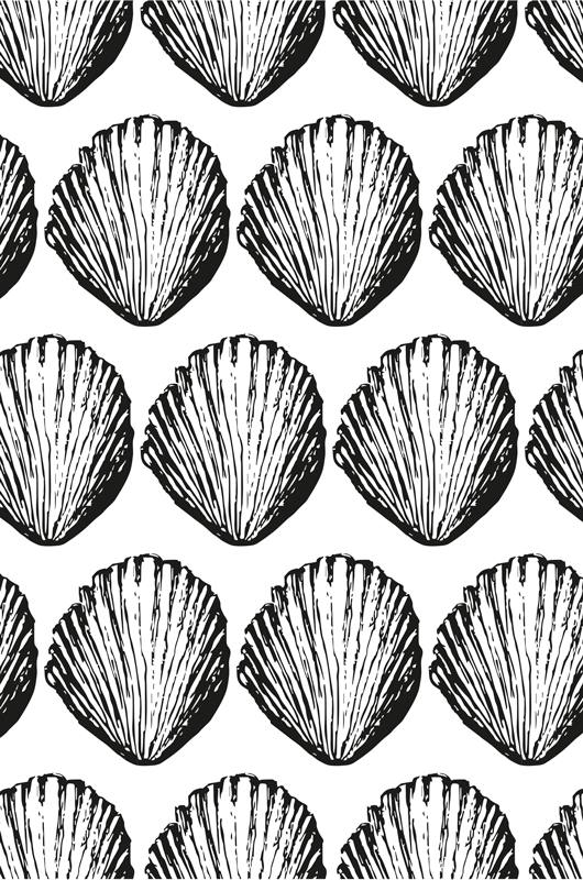 Alfombra vinílica animales patrón retro conchas - TenVinilo