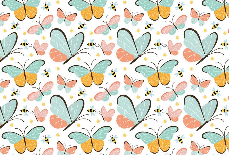 Alfombra vinílica animales mariposas y abejas - TenVinilo