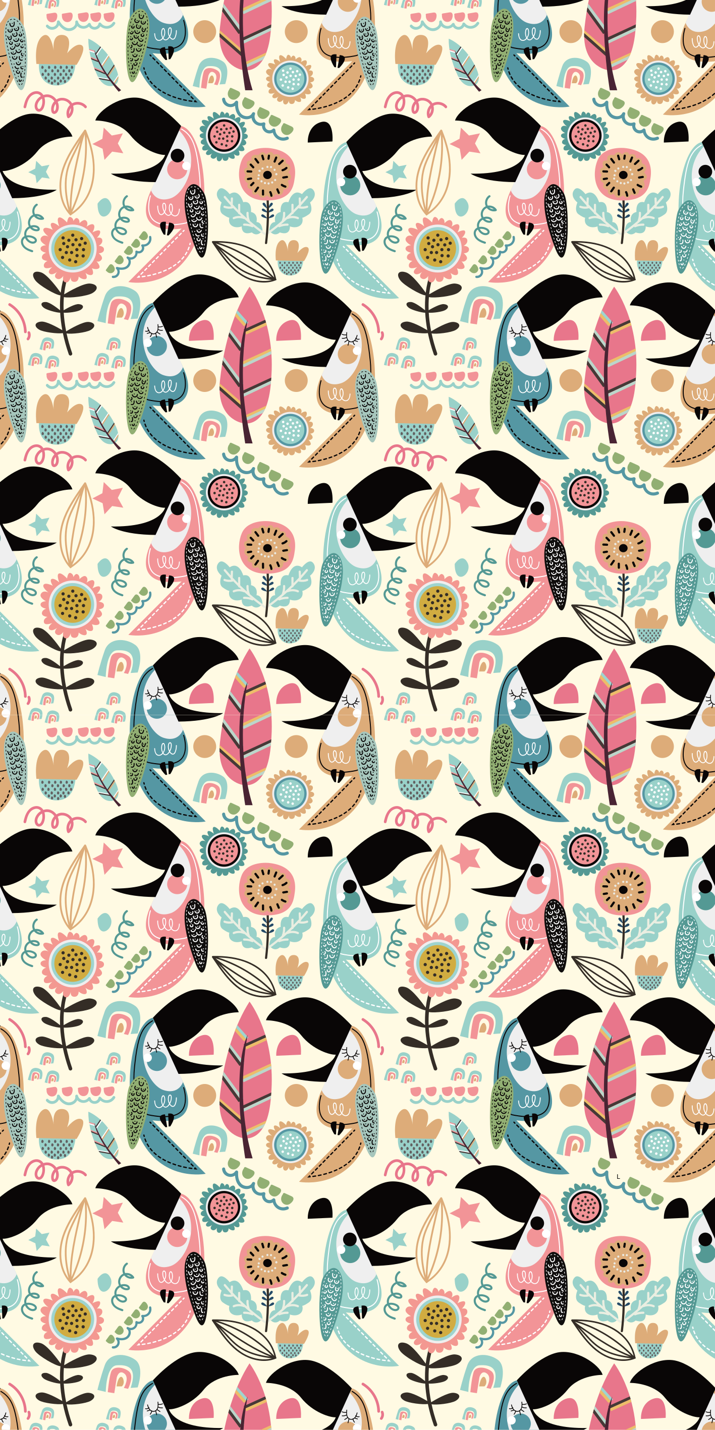 Alfombra vinílica animales hojas nórdicas pastel - TenVinilo