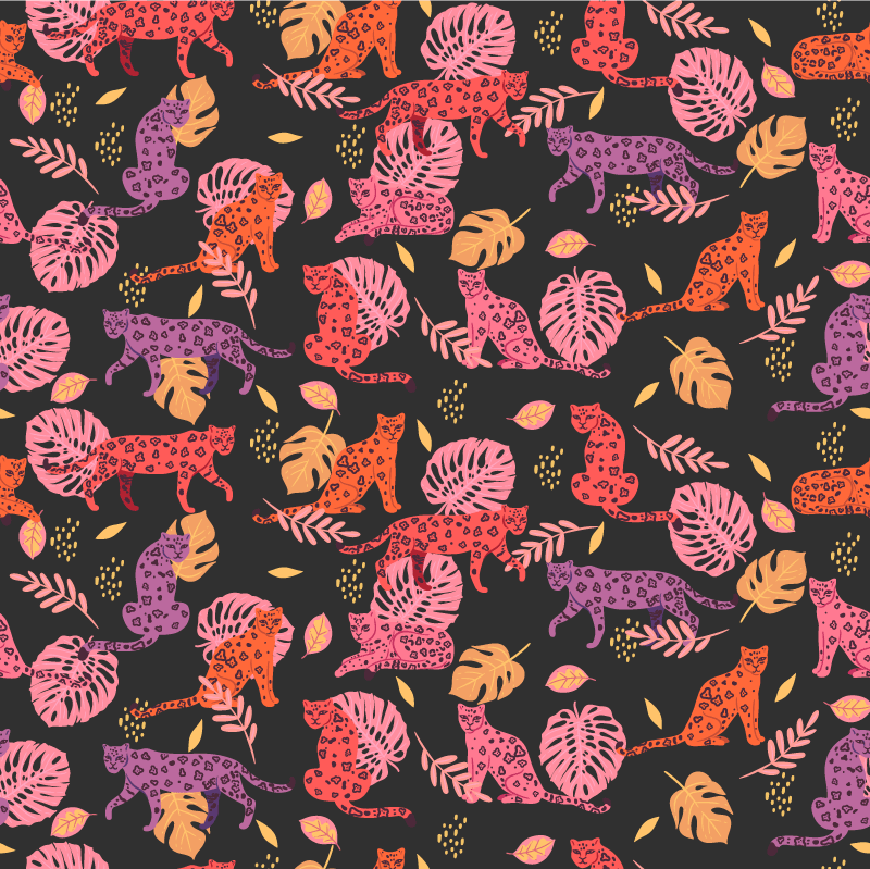 Alfombra vinílica animales estilo tropical y leopardo - TenVinilo