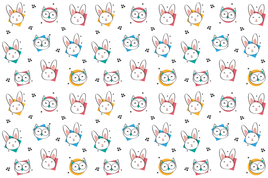 Alfombra vinílica animales patrón búho y conejo - TenVinilo