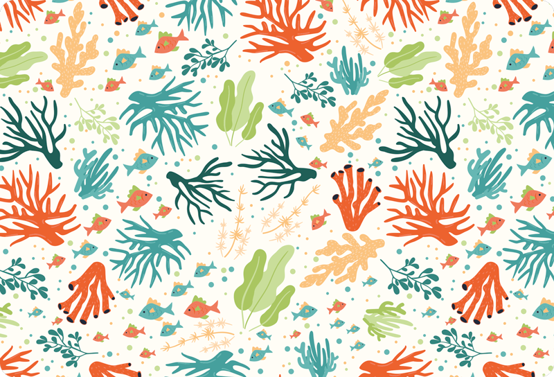 Alfombra vinílica animales coral colorido - TenVinilo