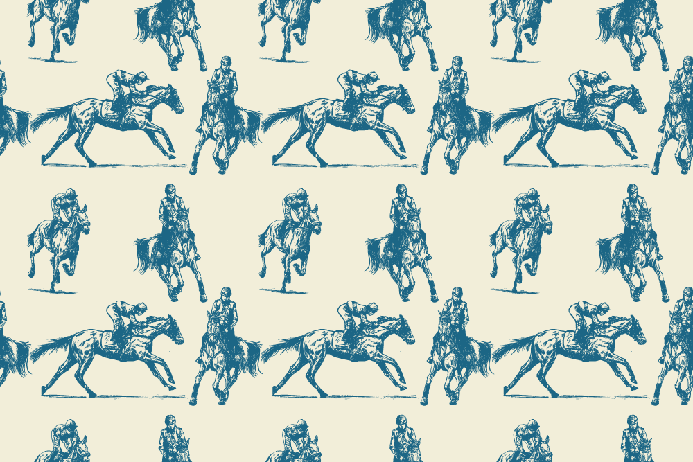 Alfombra vinílica animales caballo azul y beige - TenVinilo