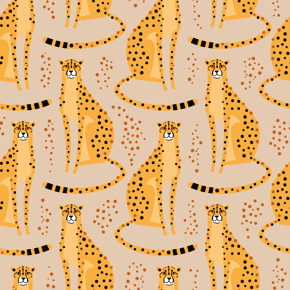 Alfombra vinílica animales patrón ilustración leopardo - TenVinilo