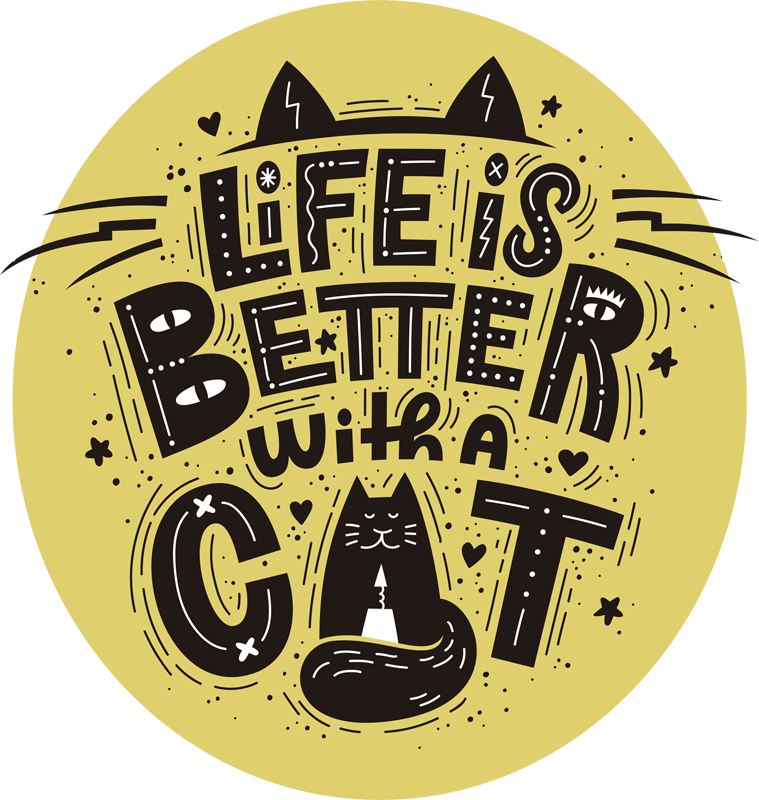 Alfombra vinílica animales la vida es mejor con gato - TenVinilo