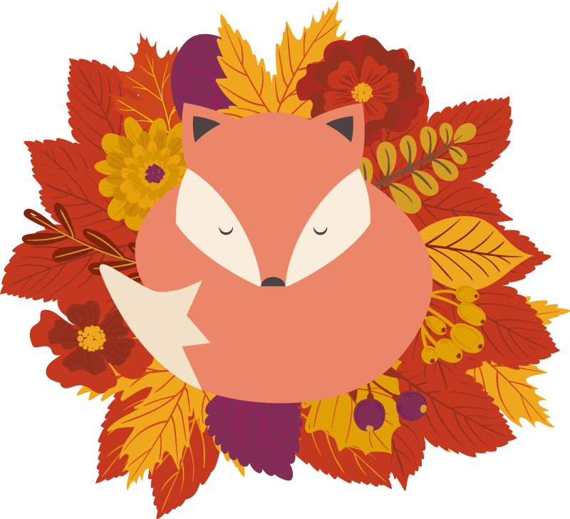 Alfombra vinílica animales zorro con hojas - TenVinilo