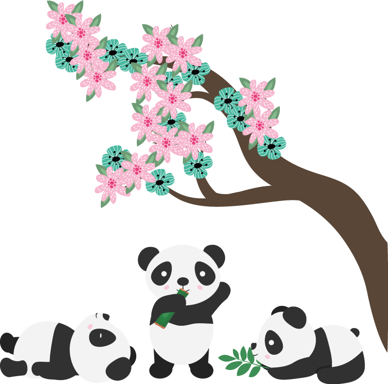 Alfombra vinílica animales clan de pandas fantástico - TenVinilo