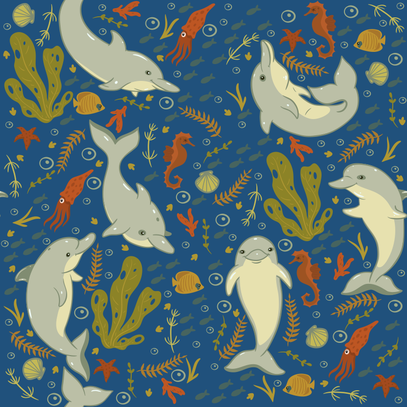 Alfombra vinílica animales vida marina divertida - TenVinilo